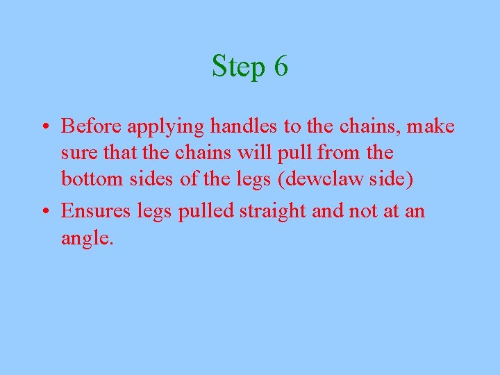 Step 6 • Before applying handles to the chains, make sure that the chains