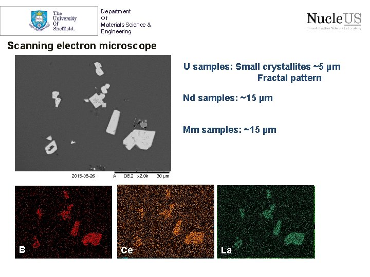 Department Of Materials Science & Engineering Scanning electron microscope U samples: Small crystallites ~5