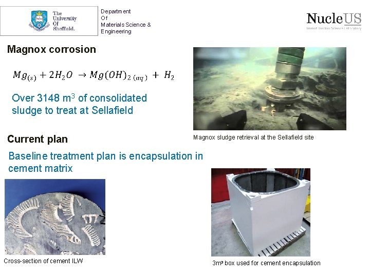 Department Of Materials Science & Engineering Magnox corrosion Over 3148 m 3 of consolidated