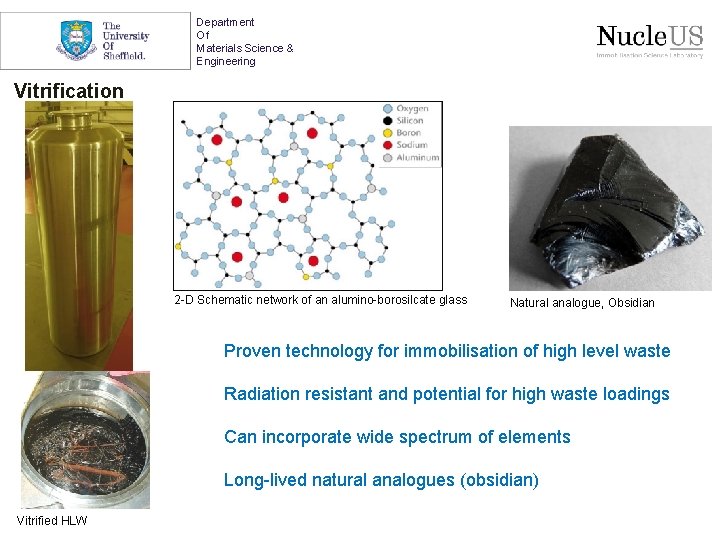 Department Of Materials Science & Engineering Vitrification 2 -D Schematic network of an alumino-borosilcate