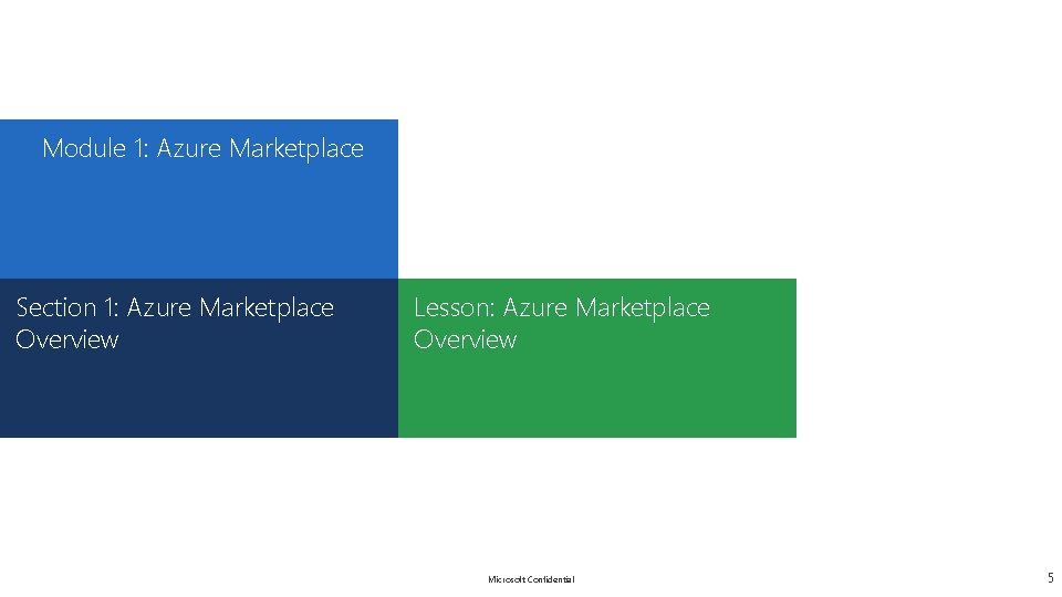Module 1: Azure Marketplace Section 1: Azure Marketplace Overview Lesson: Azure Marketplace Overview Microsoft
