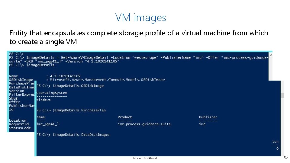 VM images Entity that encapsulates complete storage profile of a virtual machine from which