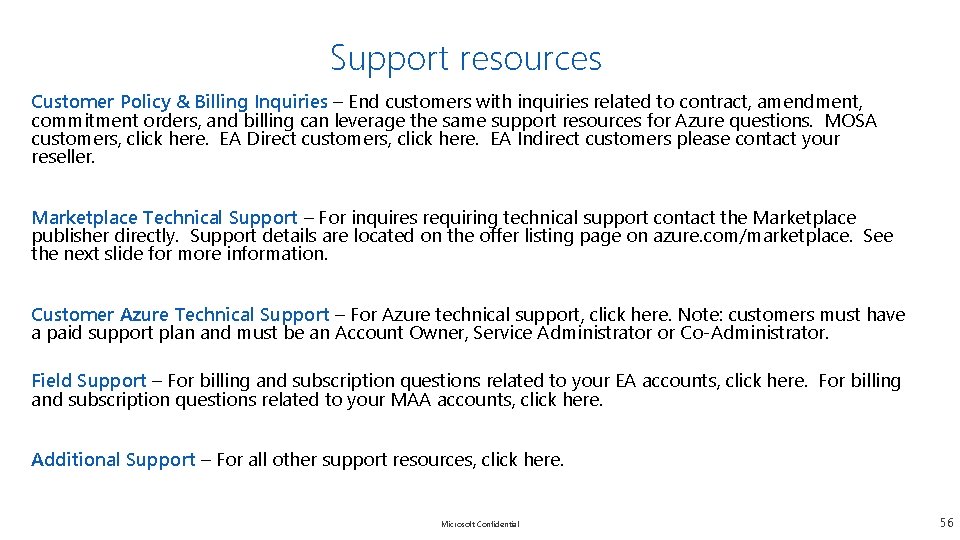 Support resources Customer Policy & Billing Inquiries – End customers with inquiries related to