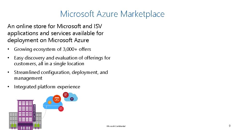 Microsoft Azure Marketplace An online store for Microsoft and ISV applications and services available