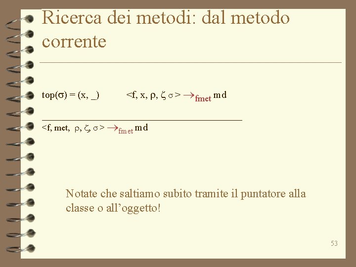 Ricerca dei metodi: dal metodo corrente top(s) = (x, _) <f, x, r, z