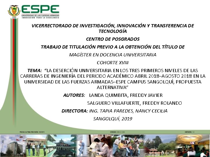 VICERRECTORADO DE INVESTIGACIN INNOVACIN Y TRANSFERENCIA DE TECNOLOGA