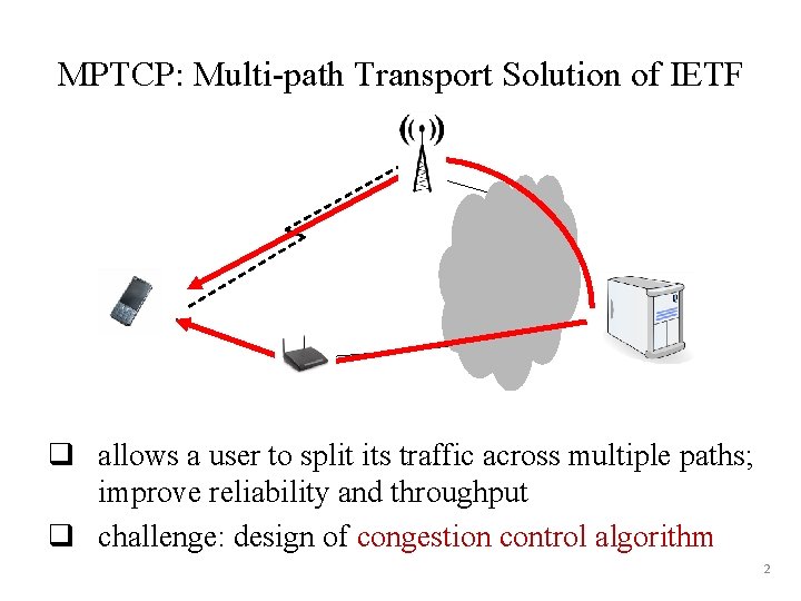 MPTCP: Multi-path Transport Solution of IETF q allows a user to split its traffic