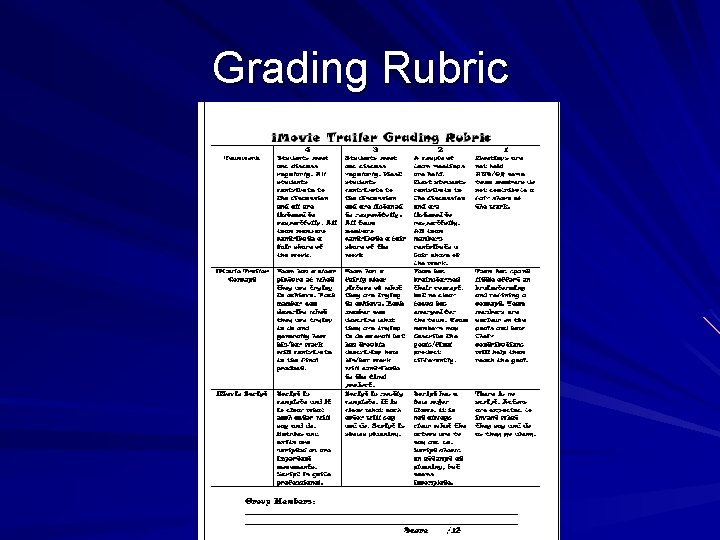 Grading Rubric 