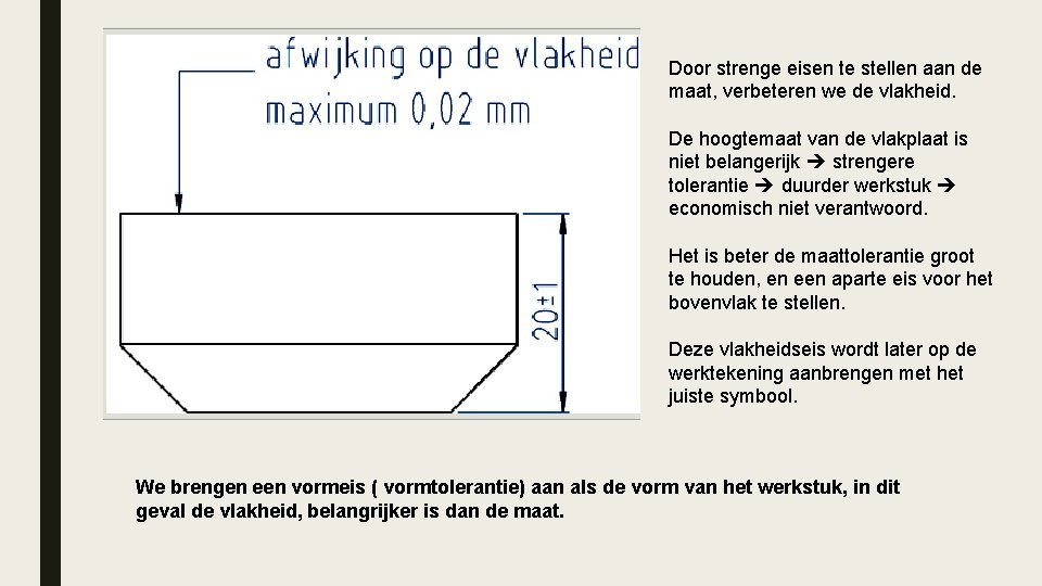Door strenge eisen te stellen aan de maat, verbeteren we de vlakheid. De hoogtemaat