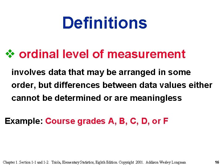 Definitions v ordinal level of measurement involves data that may be arranged in some Definitions v ordinal level of measurement involves data that may be arranged in some