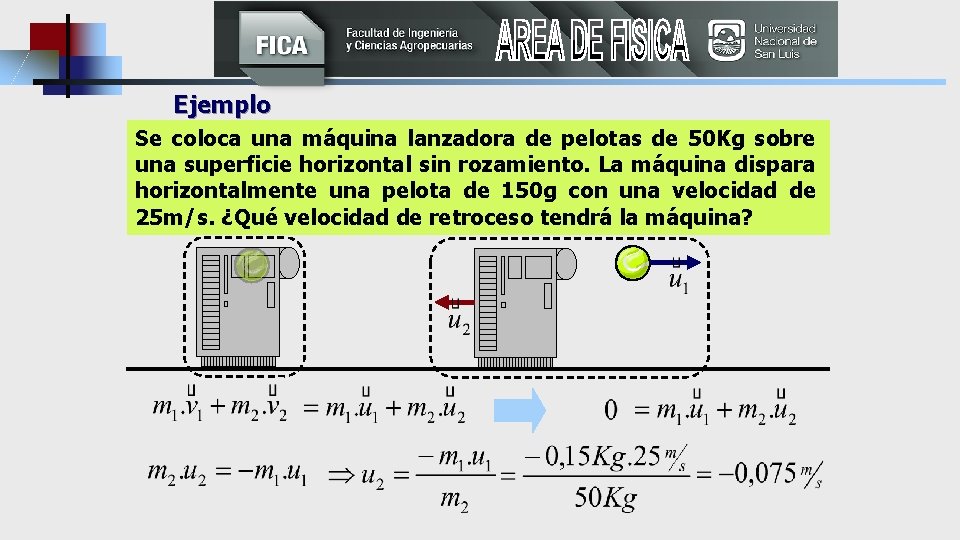 Ejemplo Se coloca una máquina lanzadora de pelotas de 50 Kg sobre una superficie