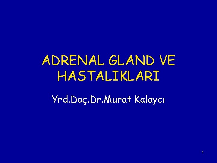 ADRENAL GLAND VE HASTALIKLARI Yrd. Doç. Dr. Murat Kalaycı 1 