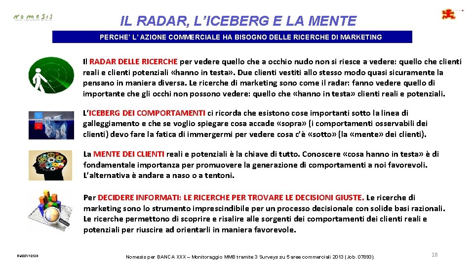 IL RADAR, L’ICEBERG E LA MENTE PERCHE’ L’ AZIONE COMMERCIALE HA BISOGNO DELLE RICERCHE