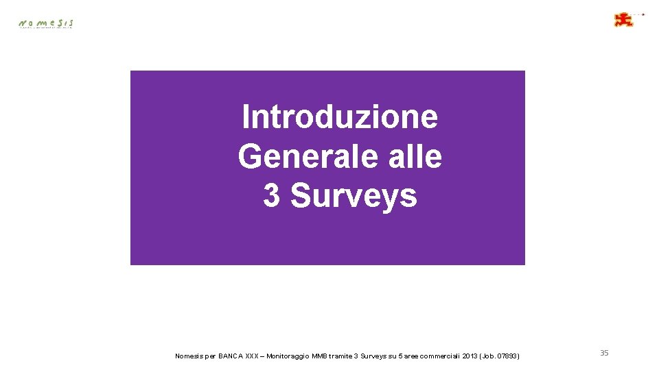 Introduzione Generale alle 3 Surveys Nomesis per BANCA XXX – Monitoraggio MMB tramite 3