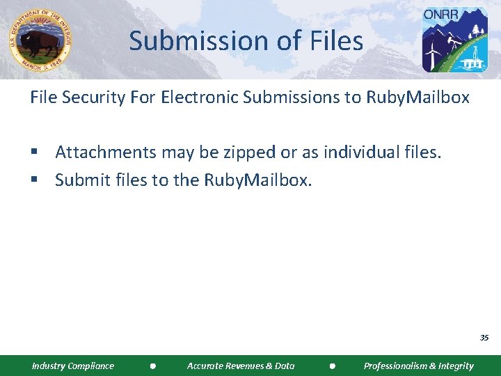 Submission of Files File Security For Electronic Submissions to Ruby. Mailbox § Attachments may