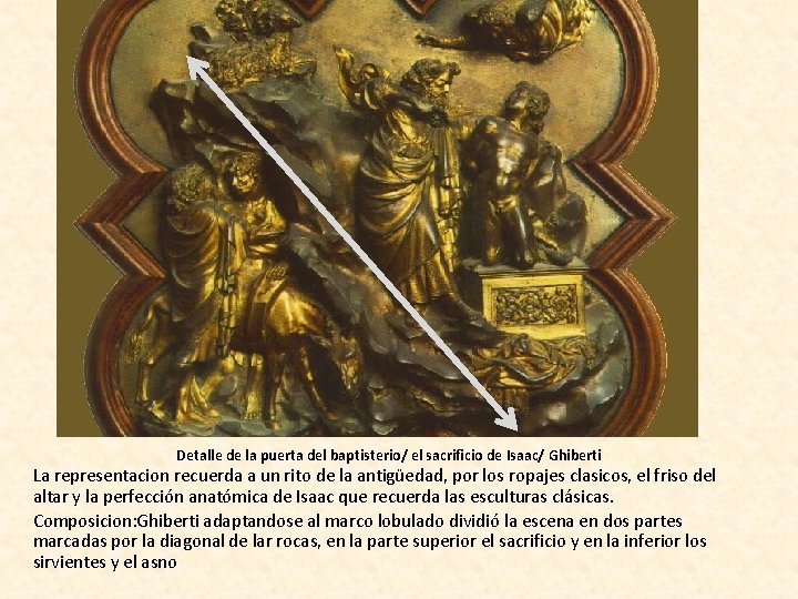 Detalle de la puerta del baptisterio/ el sacrificio de Isaac/ Ghiberti La representacion recuerda