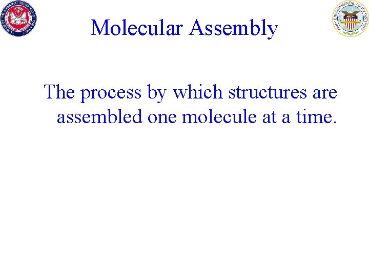 Molecular Assembly The process by which structures are assembled one molecule at a time.