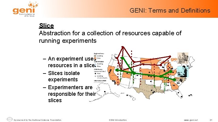 GENI: Terms and Definitions Slice Abstraction for a collection of resources capable of running