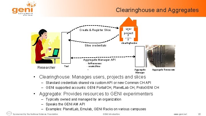 Clearinghouse and Aggregates Create & Register Slice credentials user s project s slice s