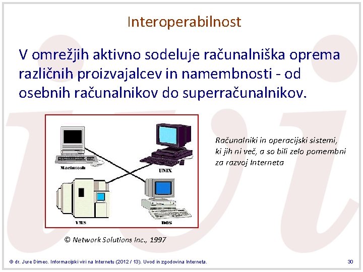Interoperabilnost V omrežjih aktivno sodeluje računalniška oprema različnih proizvajalcev in namembnosti - od osebnih