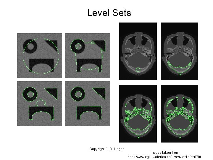 Level Sets Copyright G. D. Hager Images taken from http: //www. cgl. uwaterloo. ca/~mmwasile/cs