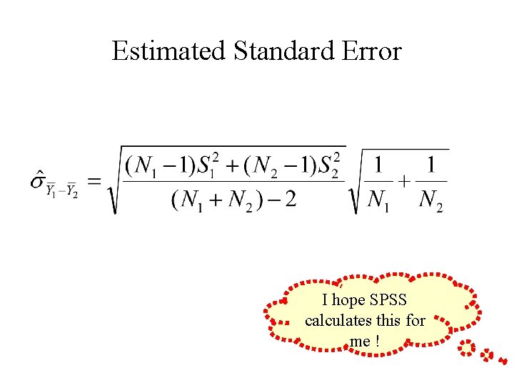 Estimated Standard Error I hope SPSS calculates this for me ! 