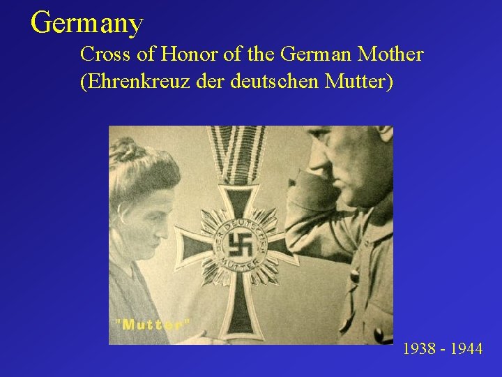 Germany Cross of Honor of the German Mother (Ehrenkreuz der deutschen Mutter) 1938 -