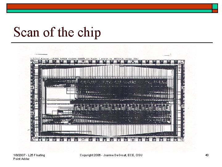 Scan of the chip 1/8/2007 - L 25 Floating Point Adder Copyright 2006 -