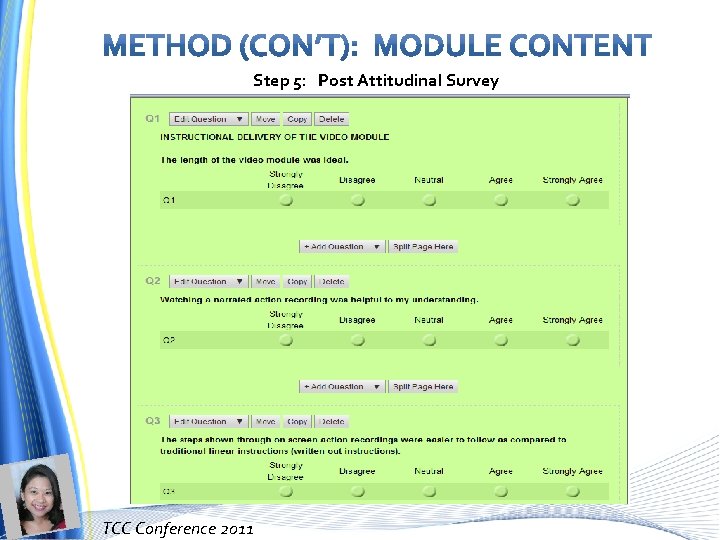 Step 5: Post Attitudinal Survey TCC Conference 2011 