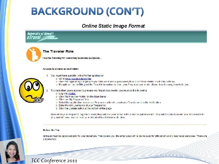 Online Static Image Format TCC Conference 2011 