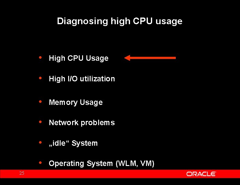 Diagnosing high CPU usage 25 • High CPU Usage • High I/O utilization •