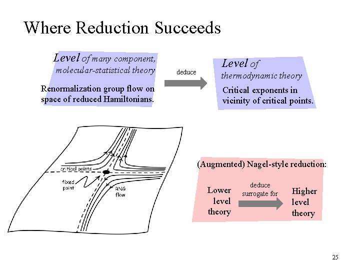 Where Reduction Succeeds Level of many component, molecular-statistical theory Renormalization group flow on space Where Reduction Succeeds Level of many component, molecular-statistical theory Renormalization group flow on space