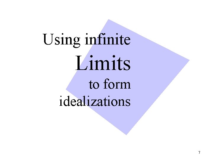Using infinite Limits to form idealizations 7 