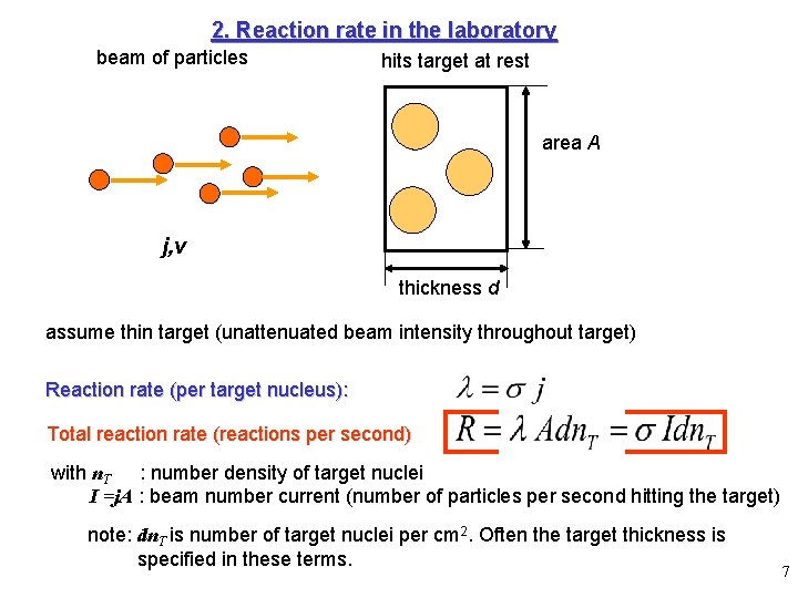 2. Reaction rate in the laboratory beam of particles hits target at rest area