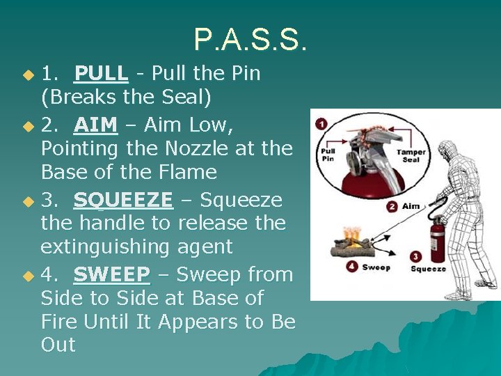 P. A. S. S. 1. PULL - Pull the Pin (Breaks the Seal) u