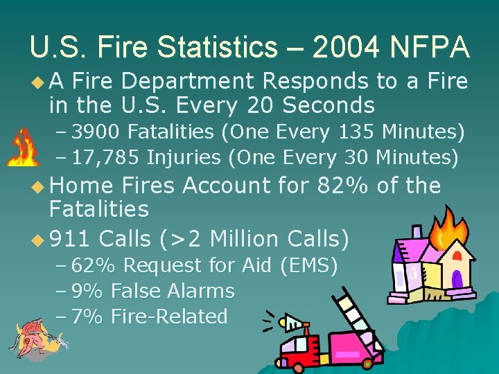 U. S. Fire Statistics – 2004 NFPA u. A Fire Department Responds to a