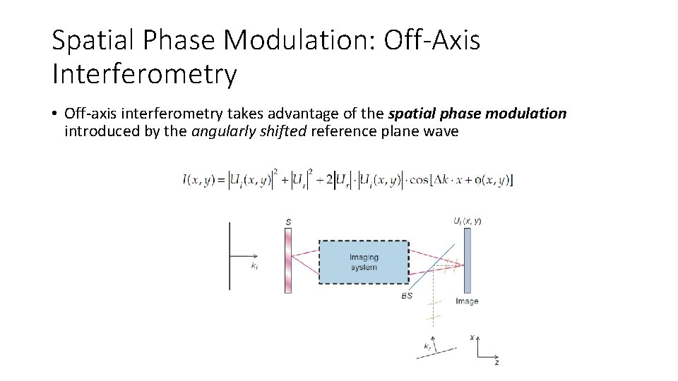 Spatial Phase Modulation: Off-Axis Interferometry • Off-axis interferometry takes advantage of the spatial phase