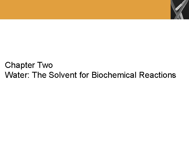 Chapter Two Water: The Solvent for Biochemical Reactions 