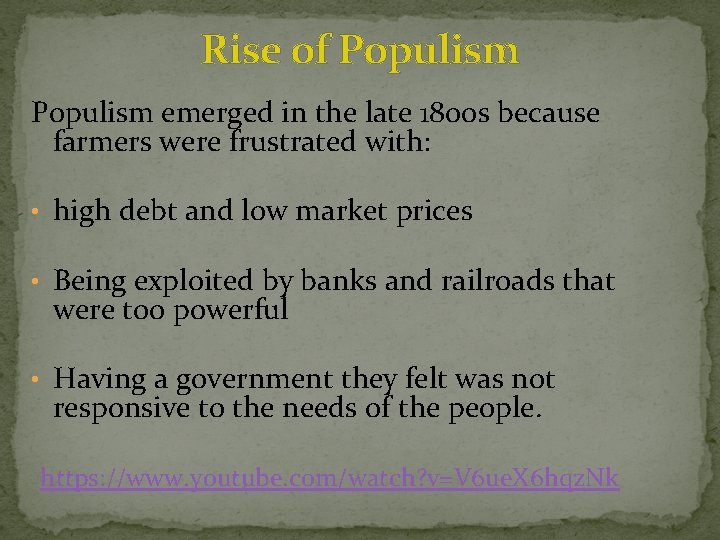 Rise of Populism emerged in the late 1800 s because farmers were frustrated with: