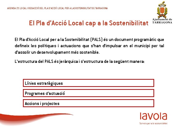 AGENDA 21 LOCAL I REDACCIÓ DEL PLA D’ACCIÓ LOCAL PER A LA SOSTENIBILITAT DE