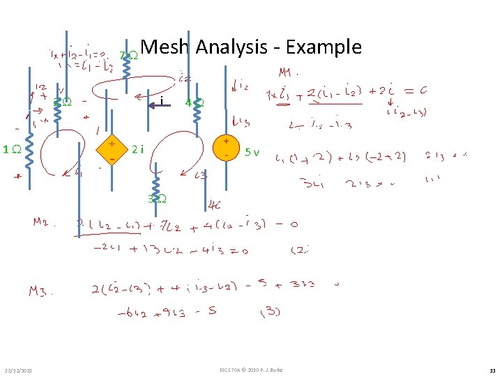 7 W Mesh Analysis - Example i 2 W 1 W + - 4