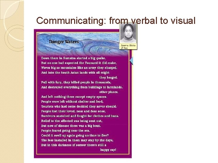 Communicating: from verbal to visual 