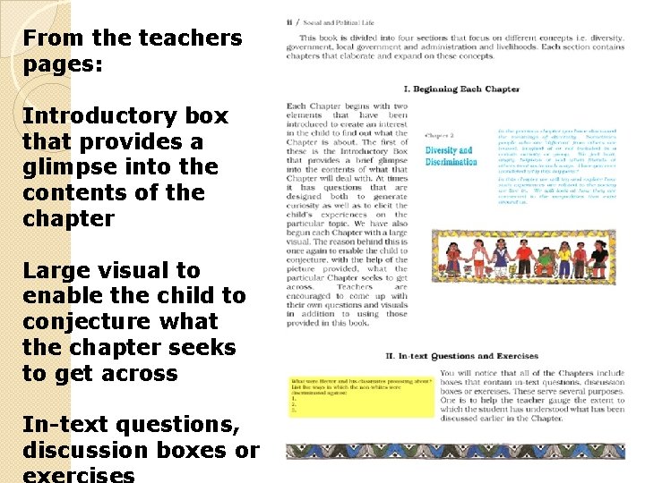 From the teachers pages: Introductory box that provides a glimpse into the contents of