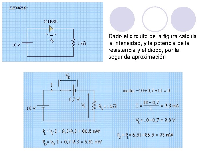 Dado el circuito de la figura calcula la intensidad, y la potencia de la