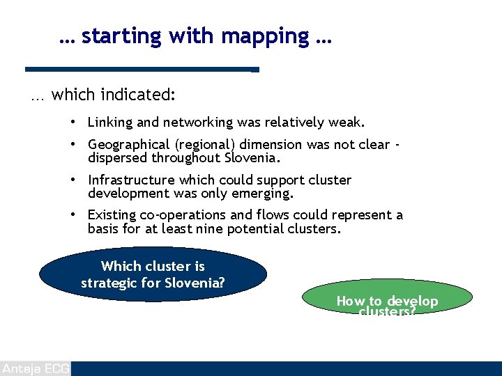 … starting with mapping … … which indicated: • Linking and networking was relatively