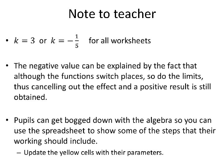Note to teacher • 