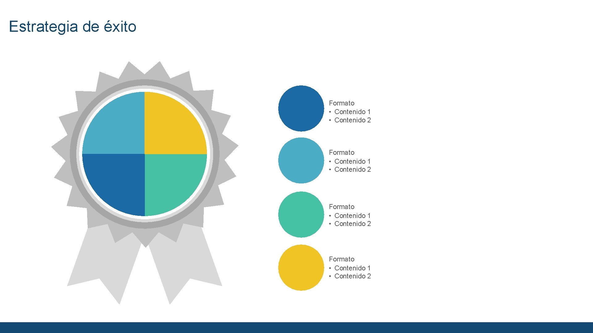 Estrategia de éxito Formato • Contenido 1 • Contenido 2 