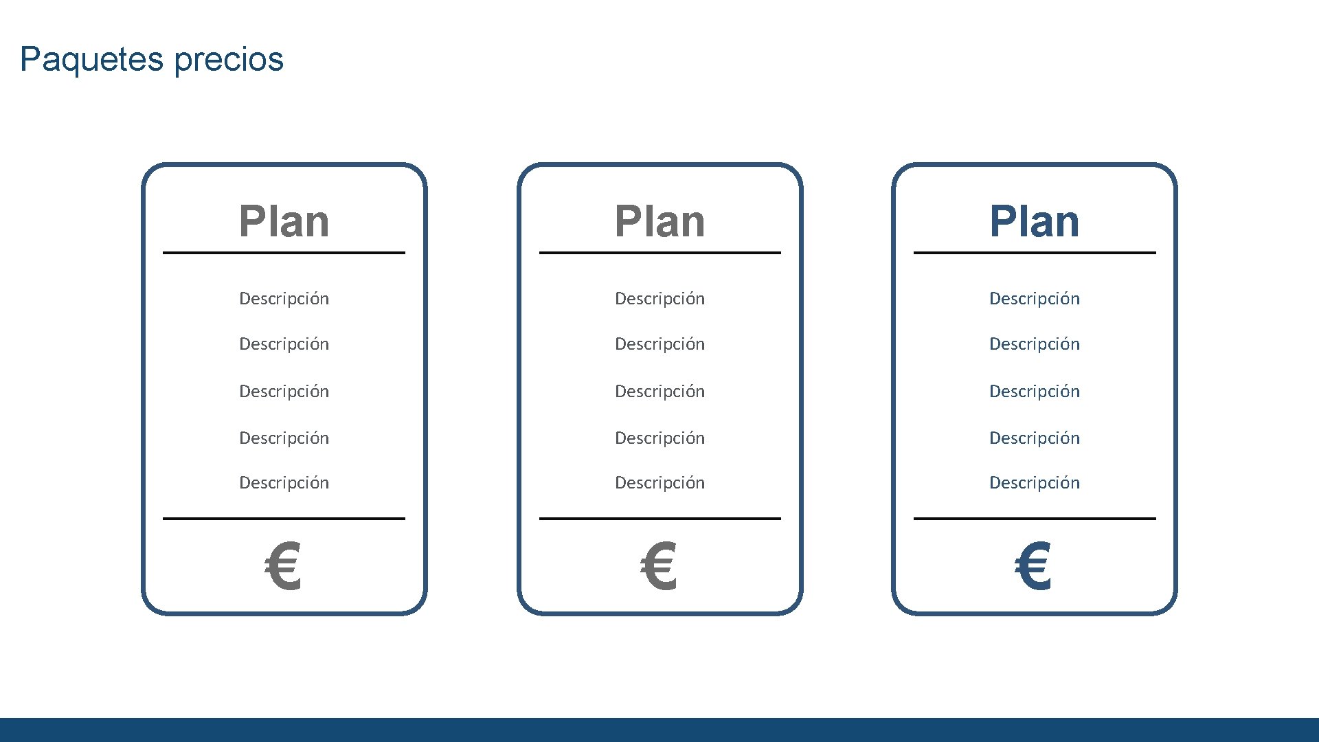 Pack 1 Paquetes precios Plan Descripción Descripción Descripción Descripción € € € 