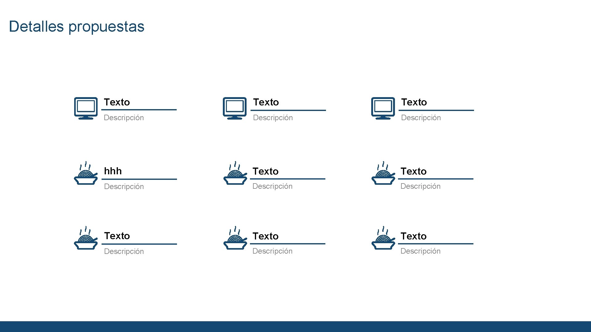 Detalles propuestas Texto Descripción hhh Texto Descripción Texto Descripción 