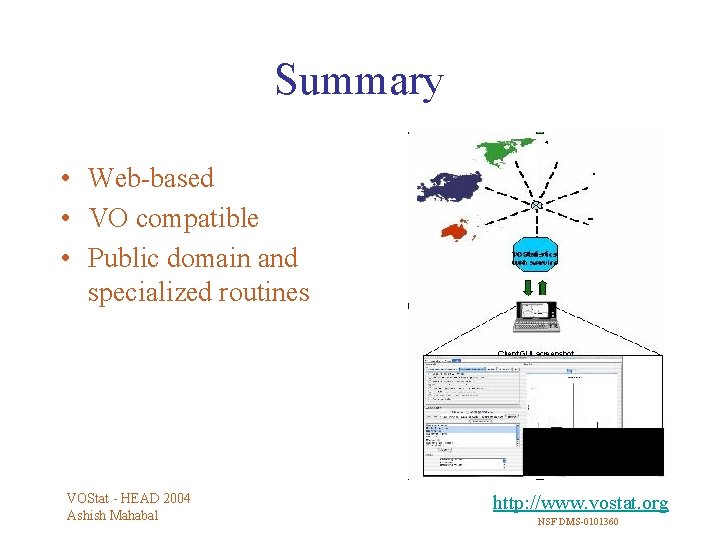 Summary • Web-based • VO compatible • Public domain and specialized routines VOStat -